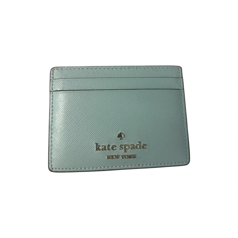 Kate Spade Madison‎ Small Slim Card Holder Blue Glow Saffiano Leather pre loved